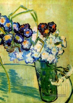  blumen - Stillleben Glas mit Gartennelken Vincent van Gogh impressionistische Blumen